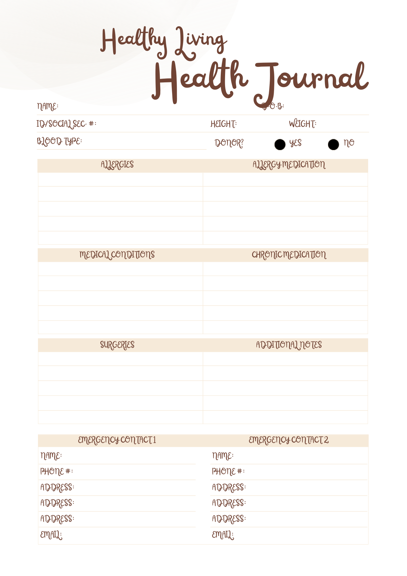Healthy Living Journal